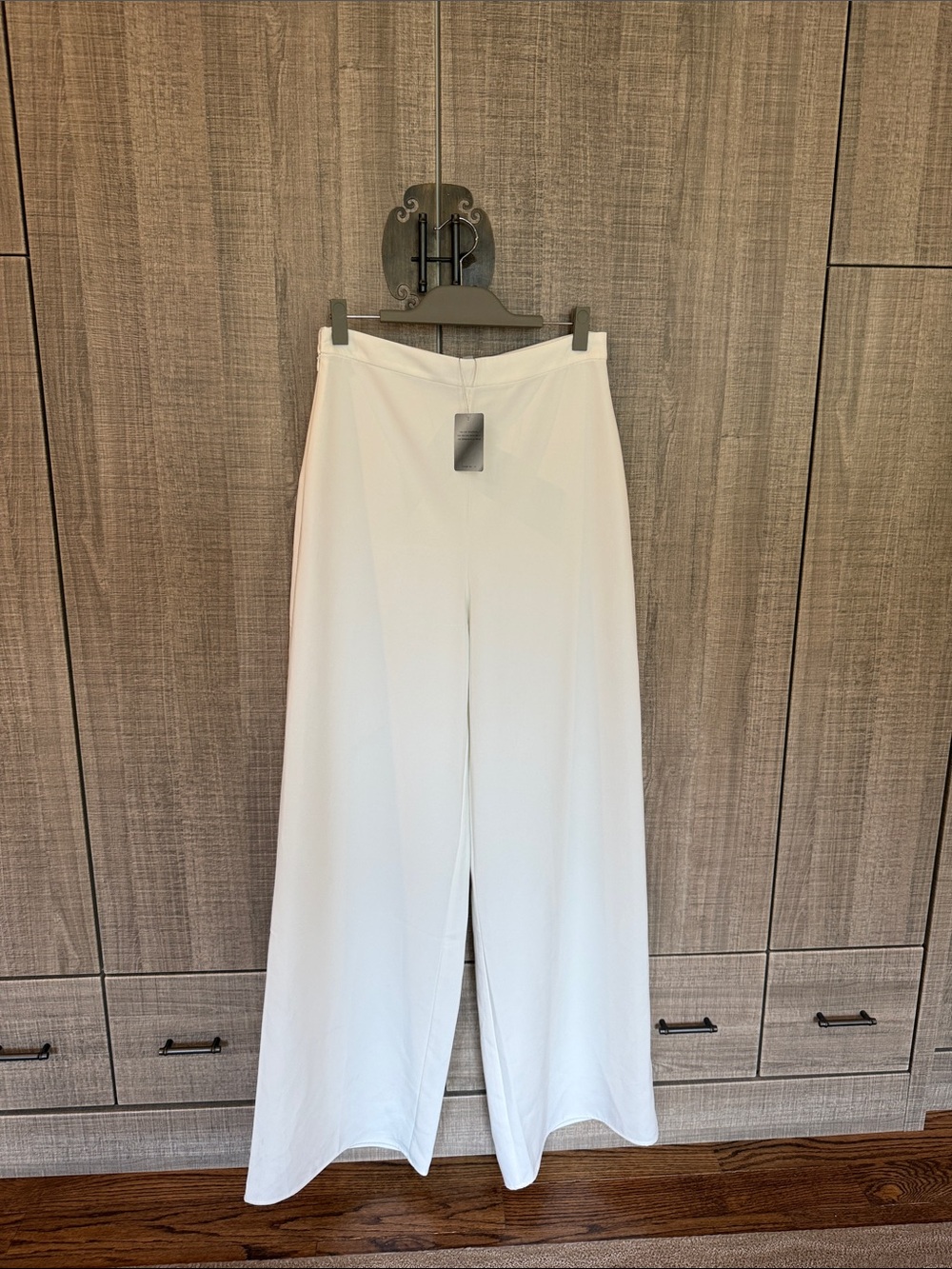 Hanifa Crisp White Wide-Leg Long Trousers